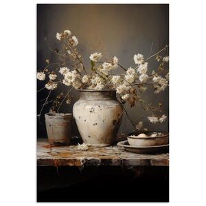 MuchoWow PLAKÁT Zátiší - Květiny - Kytice - Váza - Víno 40x60 cm obraz