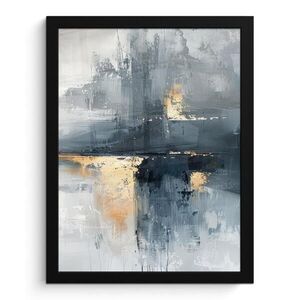 MuchoWow PLAKÁT V RÁMU Umění - šedá - zlatá - abstraktní 30x40 cm obraz