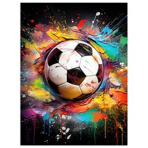 MuchoWow PLAKÁT Fotbal - barva - barvy - černá - bílá 30x40 cm obraz