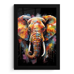 MuchoWow PLAKÁT V RÁMU Slon - Graffiti - Černá - Zvířata - Barvy 20x30 cm obraz