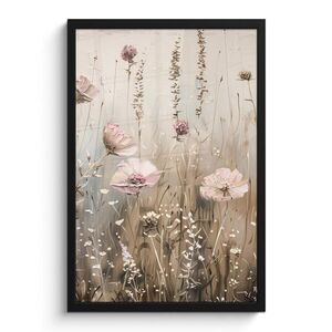 MuchoWow PLAKÁT V RÁMU Květiny - růžová - moderní - béžová 40x60 cm obraz