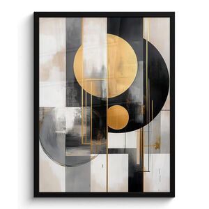 MuchoWow PLAKÁT V RÁMU Abstraktní - Zlato - Stříbro - Tvary - Estetické - Moderní 60x80 cm obraz