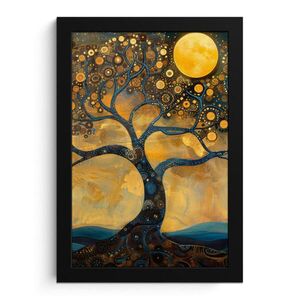 MuchoWow PLAKÁT V RÁMU Strom - Měsíc - Květiny - Zlato - Umění 20x30 cm obraz