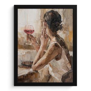 MuchoWow PLAKÁT V RÁMU Olejomalba - Žena - Víno 30x40 cm obraz