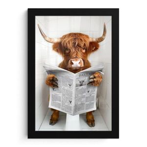 MuchoWow PLAKÁT V RÁMU Skotský horal - Zvíře - Noviny - Toaleta 20x30 cm obraz