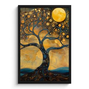 MuchoWow PLAKÁT V RÁMU Strom - Měsíc - Květiny - Zlato - Umění 40x60 cm obraz