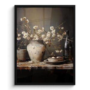 MuchoWow PLAKÁT V RÁMU Zátiší - Květiny - Kytice - Váza - Víno 60x80 cm obraz
