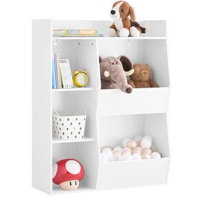 SoBuy DĚTSKÁ KNIHOVNA s pěti policemi Bílá 80x34x104cm Minimalistický obraz