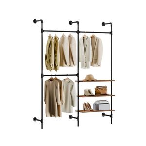 SoBuy STOJACÍ VĚŠÁK se 3 policemi Černá 168x46x220cm Industriální obraz