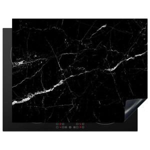 MuchoWow KRYT NA INDUKČNÍ DESKU Mramorový vzhled - Černá - Luxusní 77x59 cm obraz
