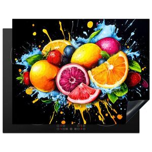 MuchoWow KRYT NA INDUKČNÍ DESKU Ovoce - graffiti - barevné - pomeranč - jahoda - abstraktní 77x59 cm obraz
