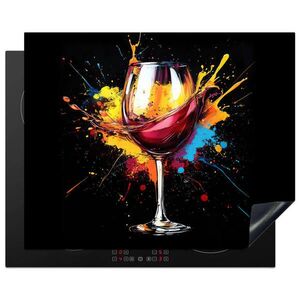 MuchoWow KRYT NA INDUKČNÍ DESKU Víno - sklo - graffiti - nápoj - červená - barva 65x52 cm obraz