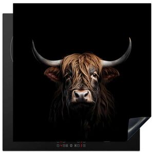 MuchoWow KRYT NA INDUKČNÍ DESKU Skotský horal - Portrét - Černá - Zvíře 78x78 cm obraz