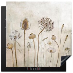 MuchoWow KRYT NA INDUKČNÍ DESKU Květiny - Akvarel - Zátiší - Hnědá - Vintage 78x78 cm obraz