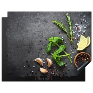 MuchoWow KRYT NA INDUKČNÍ DESKU Limetka - Bylinky - Koření - Zelená - Šedá - Beton 77x59 cm obraz