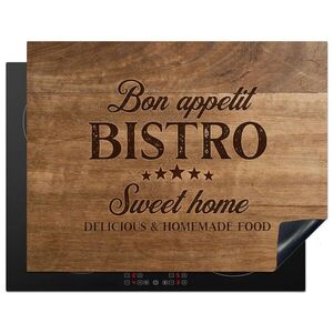 MuchoWow KRYT NA INDUKČNÍ DESKU Citace - Bistro - Dobrou chuť - Sweet home - Textura dřeva 77x59 cm obraz
