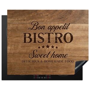 MuchoWow KRYT NA INDUKČNÍ DESKU Citace - Bistro - Dobrou chuť - Sweet home - Textura dřeva 65x52 cm obraz