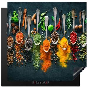 MuchoWow KRYT NA INDUKČNÍ DESKU Bylinky - koření - lžíce 78x78 cm obraz