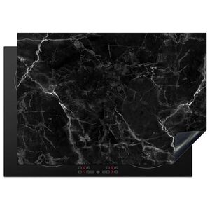 MuchoWow KRYT NA INDUKČNÍ DESKU Mramor - Černá - Bílá - Textura - Mramorový vzhled 75x52 cm obraz
