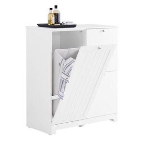 SoBuy KOUPELNOVÁ skříňka se dvěma zásuvkami a košem na prádlo Bílá 78x38x90cm Minimalistický obraz