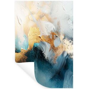MuchoWow SAMOLEPKA NA ZEĎ Abstraktní - umění - zlatá - modrá 80x120 cm obraz