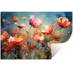 MuchoWow SAMOLEPKA NA ZEĎ Květiny - Akvarel - Umění - Botanické - Příroda 60x40 cm obraz