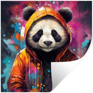 MuchoWow SAMOLEPKA NA ZEĎ Panda - Bunda - Graffiti - Oranžová 50x50 cm obraz