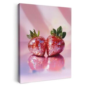 MuchoWow OBRAZ NA PLÁTNĚ Disco - Ovoce - Třpytky - Jahoda 30x40 cm obraz