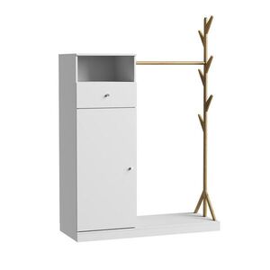 Vicco ŠATNÍ SKŘÍŇ Liria Bílá/bambus 100 x 145 cm se zásuvkou obraz
