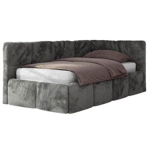 MKS MLÁDEŽNÍ POSTEL ARVO 90/200 - Šedá Plyš - Pravá obraz