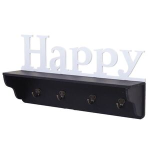MCW NÁSTĚNNÁ SKŘÍŇ HAPPY 4 HÁČKY Černá, Čistě bílá obraz