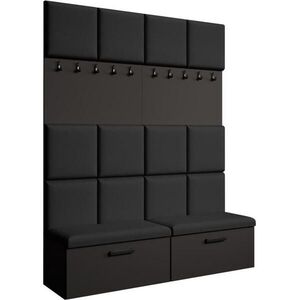 Beautysofa PŘEDSÍŇOVÁ sestava Margaret I+I 162/203/43 s čalouněnými panely a botníkem, černá obraz