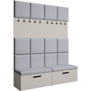 Beautysofa PŘEDSÍŇOVÁ sestava Margaret I+I 162/203/43 s čalouněnými panely a botníkem, kašmírová obraz