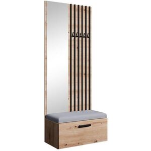 Beautysofa PŘEDSÍŇOVÁ sestava Margaret II 81/203/43 s lamelami a zrcadlem, dub artisan|černá obraz