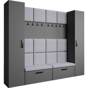 Beautysofa PŘEDSÍŇOVÁ sestava Margaret XL 242/203/43 s čalouněnými panely a botníkem, grafitová obraz