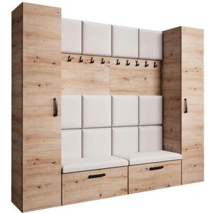 Beautysofa PŘEDSÍŇOVÁ sestava Margaret XL 242/203/43 s čalouněnými panely a botníkem, dub artisan obraz