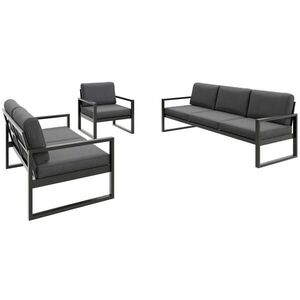 Beautysofa ZAHRADNÍ sada Stella se sedačkami a křeslem, s kovovým rámem, tmavě šedý obraz