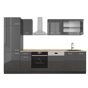 Vicco KUCHYŇSKÝ KOUT R-Line Antracit vysoký lesk/antracit 300 cm bez pracovní desky obraz