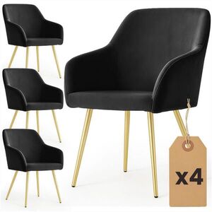 RAUMHIRSCH FURNITURE ČALOUNĚNÁ ŽIDLE, sada 4 ks, kovové nohy, černá, zlatá 54, 5/83/58 obraz