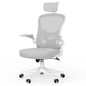 Rattantree ERGONOMICKÁ-KANCELÁŘSKÁ-ŽIDLE, nastavitelná výška, sklápěcí opěrky na ruce, hlavová opěrka – Šedá obraz