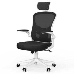 Rattantree ERGONOMICKÁ-KANCELÁŘSKÁ-ŽIDLE, nastavitelná výška, sklápěcí opěrky na ruce, hlavová opěrka – Bílá obraz