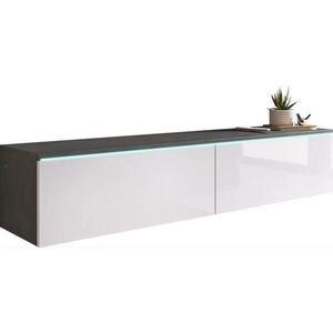 P & B NÍZKÁ KOMODA, antracitová, vysoce lesklá bílá, 140/30/33 cm obraz