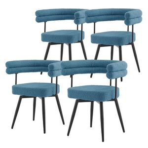 ML-DESIGN OTÁČIVÉ JÍDELNÍ ŽIDLE, sada 4 ks, modrá látka Teddy obraz