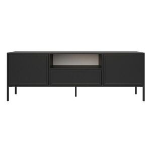 Selsey TV stolek Velveto se dvěma dvířky, zásuvkou a nikou, Černá, 160cm obraz