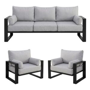 Beautysofa ZAHRADNÍ sada Verdino 3+1+1 s kovovým rámem, šedobéžová obraz