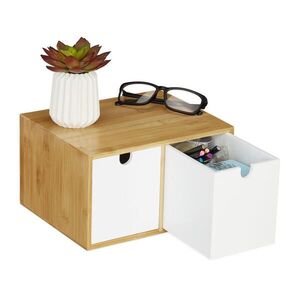 Relaxdays ORGANIZÉR Bílý 2 zásuvky bambus MDF obraz