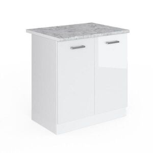 Vicco SKŘÍŇKA POD DŘEZ R-Line Bílá vysoký lesk 80 cm s pracovní deskou obraz