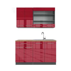 Vicco JEDNOTKOVÁ KUCHYNĚ Fame-Line Bordeaux vysoký lesk/antracitová 140 cm , PD Dub obraz