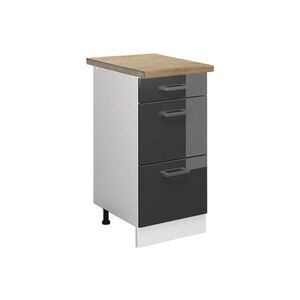Vicco SPODNÍ SKŘÍŇKA KUCHYŇSKÉ LINKY R-Line Antracitový vysoký lesk 40 cm se zásuvkami, PD Dub obraz