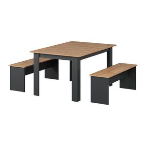 Vicco JÍDELNÍ STŮL SESTAVA Sentio Antracit/zlatý dub 137.6 x 92.8 cm se 2 lavicemi obraz